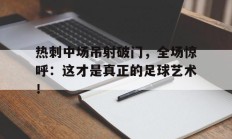 热刺中场吊射破门，全场惊呼：这才是真正的足球艺术！
