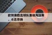 关于欧预赛胜出球队晋级淘汰赛，斗志昂扬的信息