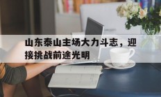 山东泰山主场大力斗志，迎接挑战前途光明的简单介绍